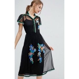 ASOS Mesh-Dot Embroidered Dress